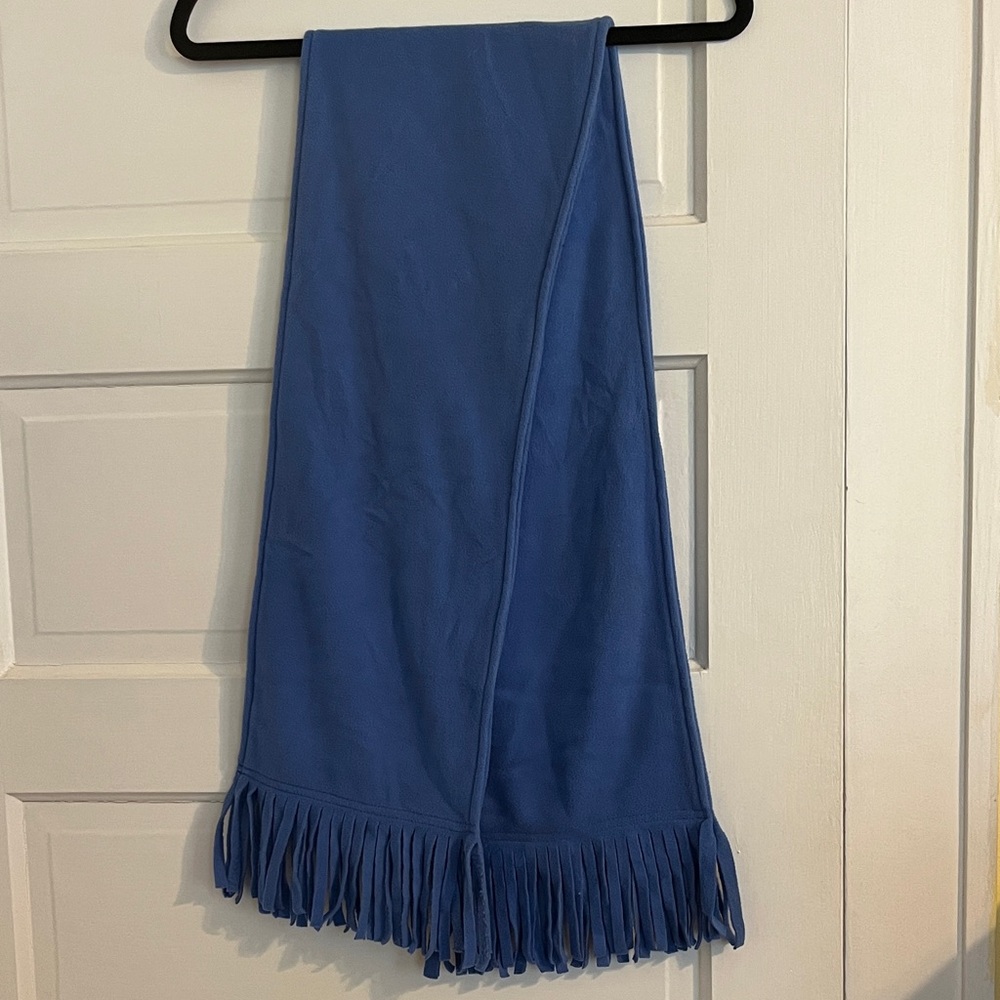 Blue Fleece Fringed Scarf